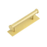 Frelan Hoxton Thaxted Cabinet Handles 96mm Ctrs Plain Backplate Satin Brass
