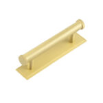 Frelan Hoxton Thaxted Cabinet Handles 96mm Ctrs Stepped Backplate Satin Brass