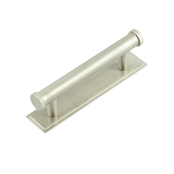 Frelan Hoxton Thaxted Cabinet Handles 96mm Ctrs Stepped Backplate Satin Nickel