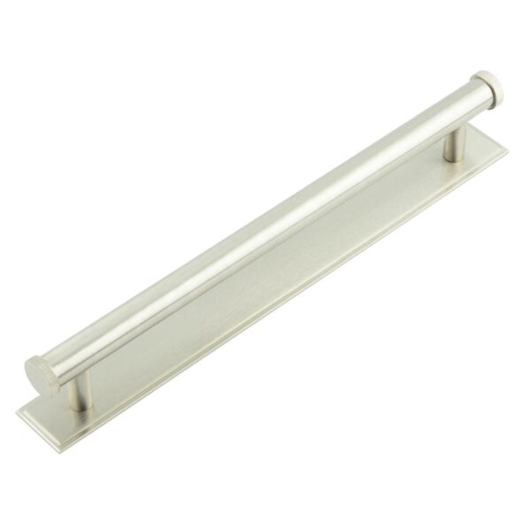 Frelan Hoxton Thaxted Cabinet Handles 224mm Ctrs Stepped Backplate Satin Nickel