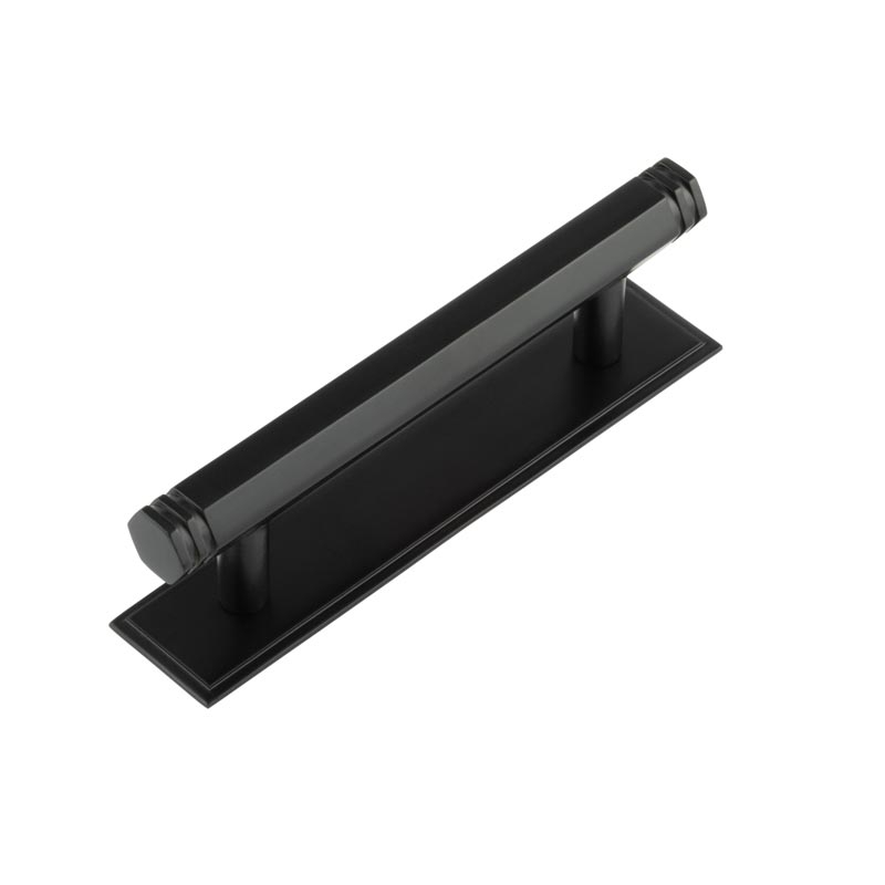 hox-350mb-6050mb.jpg Frelan Hoxton Nile Cabinet Handles 96mm Ctrs Stepped Backplate Black - Image 1