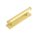 Frelan Hoxton Nile Cabinet Handles 96mm Ctrs Plain Backplate Satin Brass