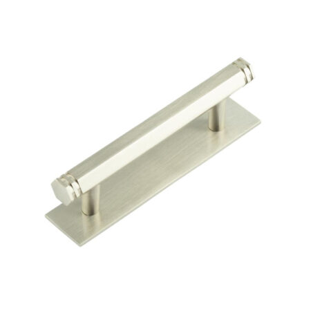 Frelan Hoxton Nile Cabinet Handles 96mm Ctrs Plain Backplate Satin Nickel