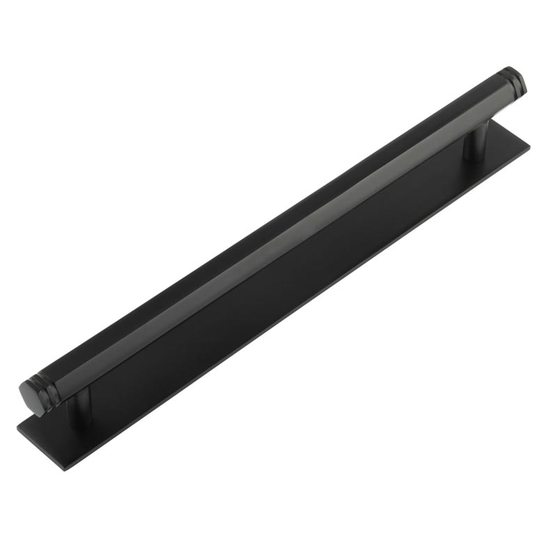 hox-360mb-5060mb.jpg Frelan Hoxton Nile Cabinet Handles 224mm Ctrs Plain Backplate Black - Image 1