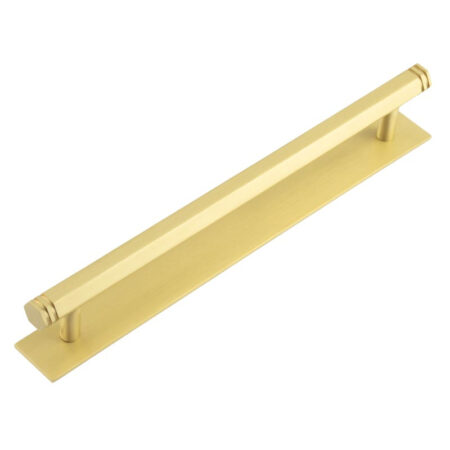 Frelan Hoxton Nile Cabinet Handles 224mm Ctrs Plain Backplate Satin Brass