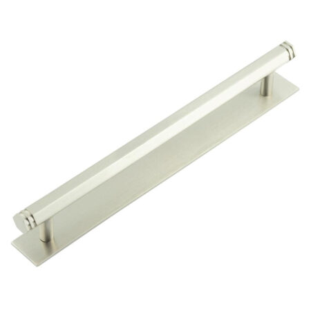 Frelan Hoxton Nile Cabinet Handles 224mm Ctrs Plain Backplate Satin Nickel