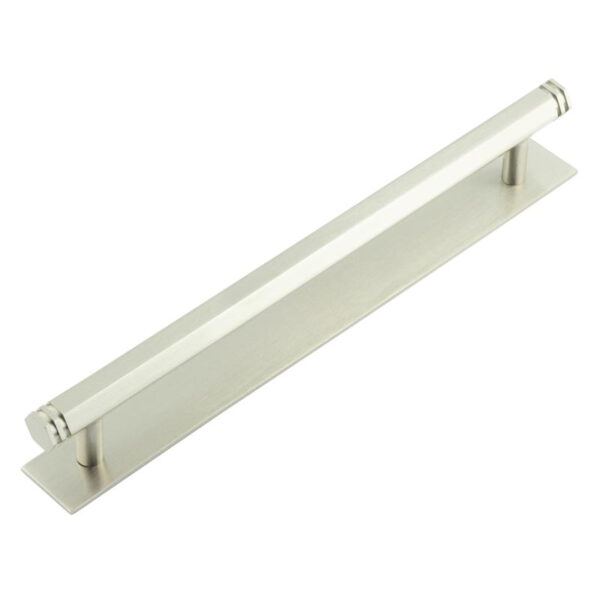 Frelan Hoxton Nile Cabinet Handles 224mm Ctrs Plain Backplate Satin Nickel