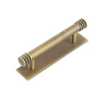 Frelan Hoxton Sturt Cabinet Handles 96mm Ctrs Plain Backplate Antique Brass