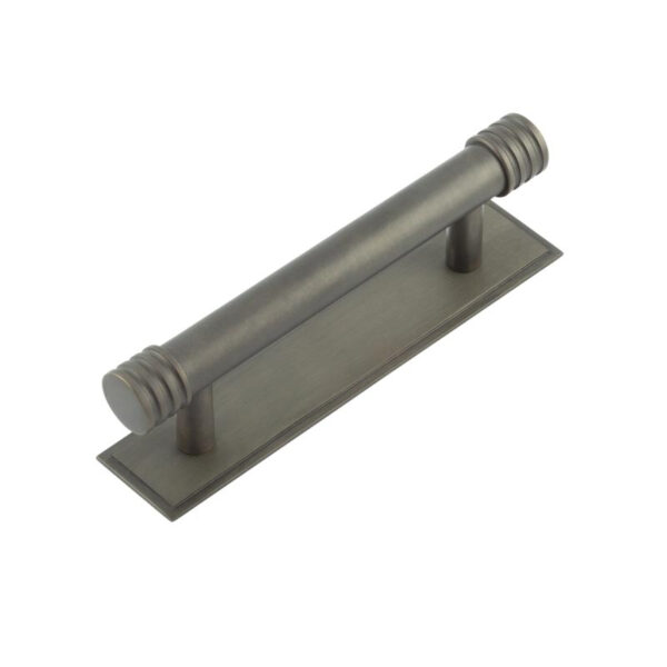 Frelan Hoxton Sturt Cabinet Handles 96mm Ctrs Stepped Backplate Dark Bronze