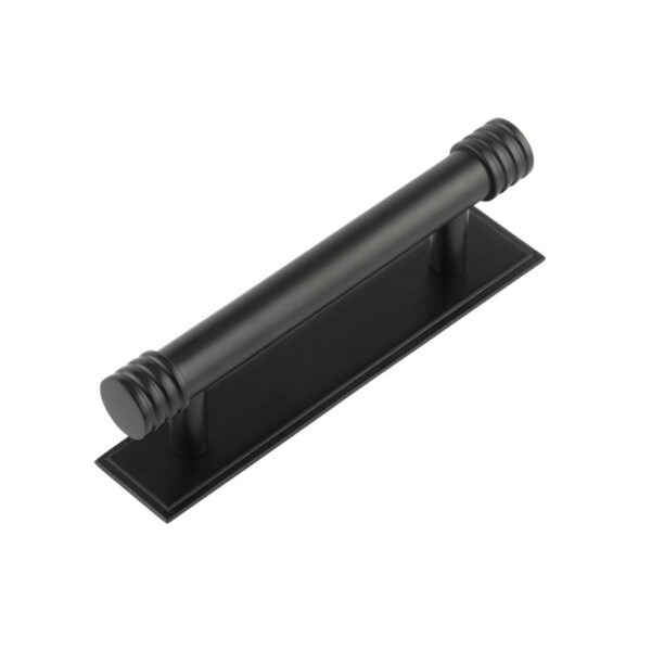 Frelan Hoxton Sturt Cabinet Handles 96mm Ctrs Stepped Backplate Matt Black