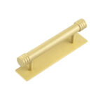 Frelan Hoxton Sturt Cabinet Handles 96mm Ctrs Plain Backplate Satin Brass