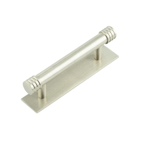 Frelan Hoxton Sturt Cabinet Handles 96mm Ctrs Plain Backplate Satin Nickel