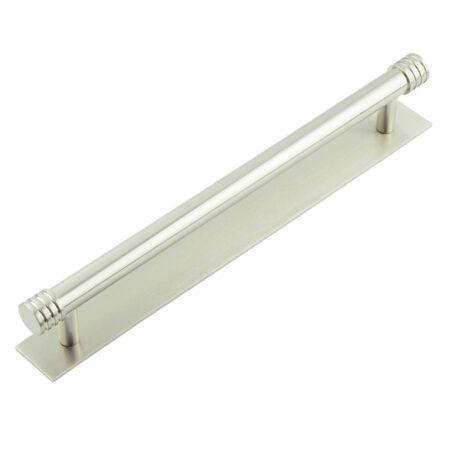 Frelan Hoxton Sturt Cabinet Handles 224mm Ctrs Plain Backplate Satin Nickel