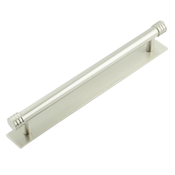 Frelan Hoxton Sturt Cabinet Handles 224mm Ctrs Plain Backplate Satin Nickel