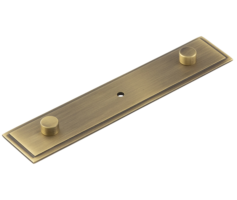 hox6090ab.jpg Frelan Rushton Backplate for Cupboard Knobs 140x30mm Antique Brass - Image 1