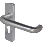 19mm Round Bar Door Handle on Euro Profile Lockplate Satin Anodised Aluminium