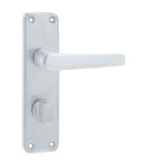 Contract Door Handle on Bathroom Plate Satin Anodised Aluminium
