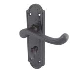 Turnberry Suite Door Handle on Bathroom Plate Black