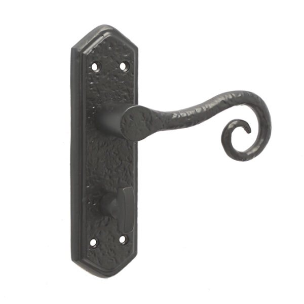 Royal Suite Door Handle on Bathroom Plate Black