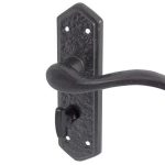 Wentworth Suite Door Handle on Bathroom Plate Black