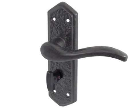 Wentworth Suite Door Handle on Bathroom Plate Black
