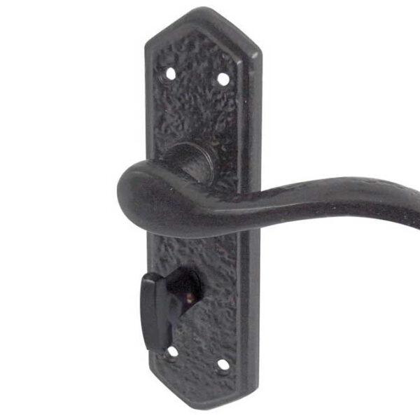 Wentworth Suite Door Handle on Bathroom Plate Black