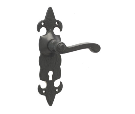 Fleur De Lys Suite Door Handle on lockplate Black