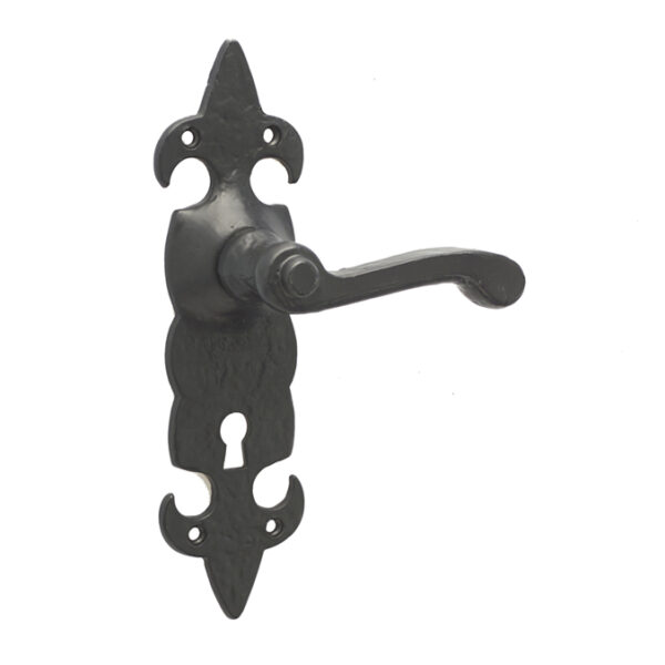Fleur De Lys Suite Door Handle on lockplate Black