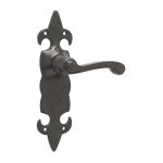 Fleur De Lys Suite Door Handle on Latchplate Black