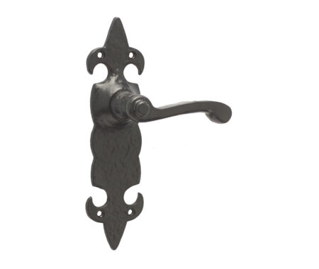 Fleur De Lys Suite Door Handle on Latchplate Black