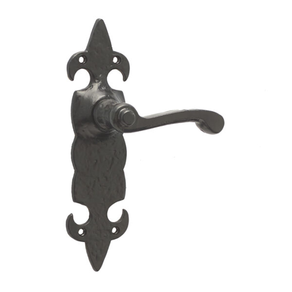 Fleur De Lys Suite Door Handle on Latchplate Black