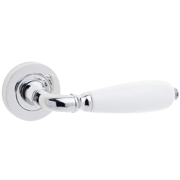 Oxford Handle on Rose Polished Chrome & White Porcelain