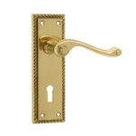 Georgian Suite Door Handle on Lockplate Polished Brass