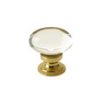 Frelan Jedo Oval Glass Cupboard Knobs 41x26mm Polished Brass