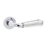 Fluted Door Handle on Rose Glass/Polished Chrome
