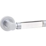 Milo Door Handle on Rose Plain Glass/Satin Chrome