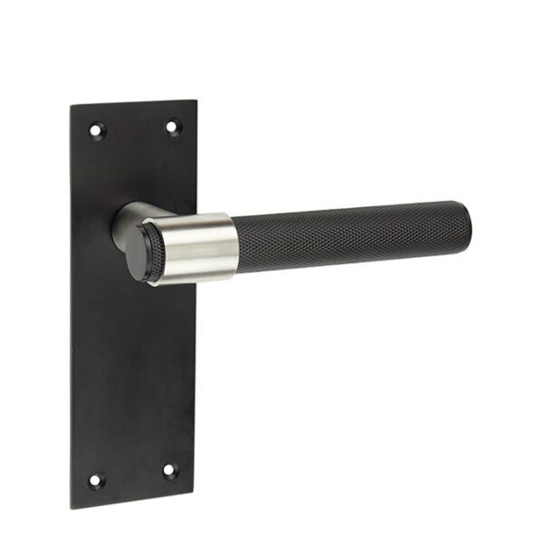 Nero T-Bar Door Handles on Latchplate Black