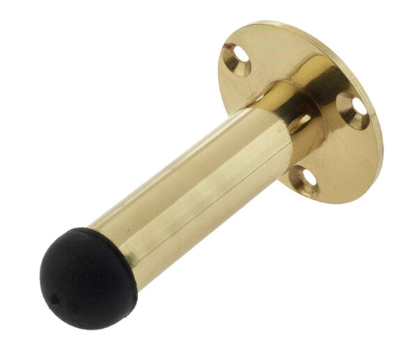 Frelan Jedo Cylinder Wall Mounted Door Stop on Rose 75mm Polished Brass