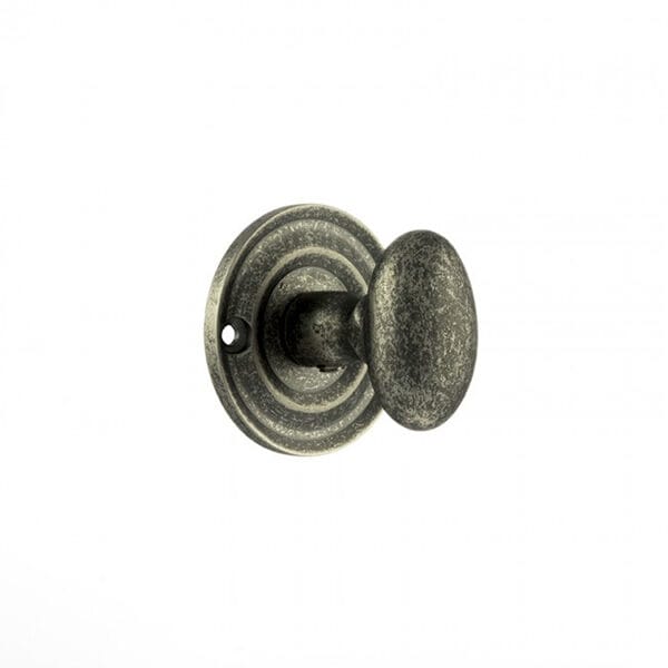 Atlantic Distressed Silver Old English Solid Brass Oval WC Turn and Release - (OEOWCDS)