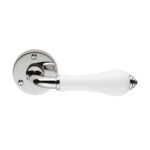 Porcelain Lever on Round Rose White Polished Chrome (PLWCP)