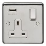 Eurolite Stainless steel 1 Gang Usb Socket - Polished Stainless Steel Eurolite Stainless steel 1 Gang Usb Socket - Polished Stainless Steel (PSS1USBW)
