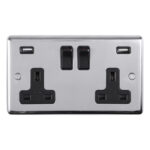 Eurolite Stainless steel 2 Gang Usb Socket - Polished Stainless Steel Eurolite Stainless steel 2 Gang Usb Socket - Polished Stainless Steel (PSS2USBB)