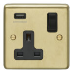 Eurolite Stainless steel 1 Gang Usb Socket - Satin Brass Eurolite Stainless steel 1 Gang Usb Socket - Satin Brass (SB1USBB)