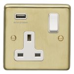 Eurolite Stainless steel 1 Gang Usb Socket - Satin Brass Eurolite Stainless steel 1 Gang Usb Socket - Satin Brass (SB1USBW)
