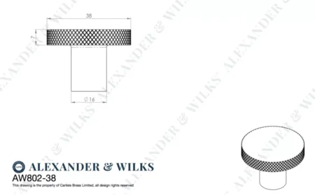 Alexander & Wilks Hanover Knurled Circular Cupboard Knob - Black - 38mm - Image 2