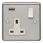Eurolite Stainless steel 1 Gang Usb Socket - Satin Stainless Steel (SSS1USBW)