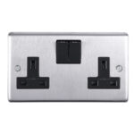 Eurolite Stainless steel 2 Gang Socket - Satin Stainless Steel (SSS2SOB)