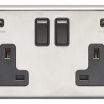 Eurolite Stainless steel 2 Gang Usb Socket - Satin Stainless Steel (SSS2USBB)