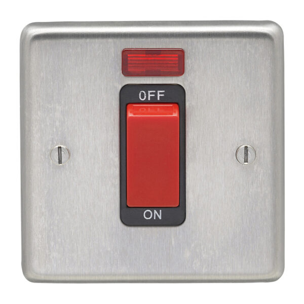 Eurolite Stainless steel 45Amp Switch With Neon Indicator - Satin Stainless Steel (SSS45ASWNSB)