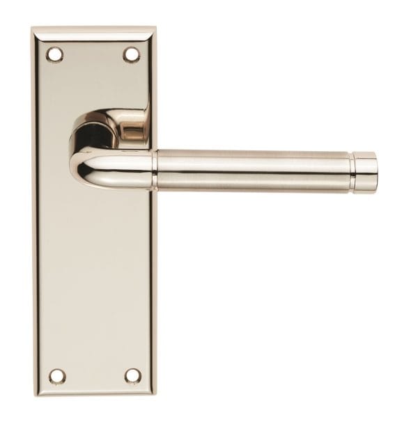 Quaranta Lever on Face-Fix Backplate - Latch - Polished Nickel/Satin Nickel
